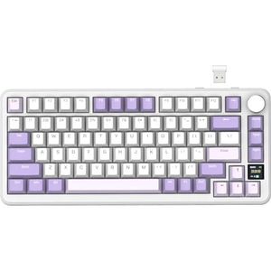 ATTACK SHARK X85PRO Draadloos mechanisch toetsenbord met TFT-display en knop, 75% QMK-gamingtoetsenbord met pakking, 2.4G/BT/USB-C bedraad, hot-swappable, 4000 mAh, NKRO, RGB (Paars)