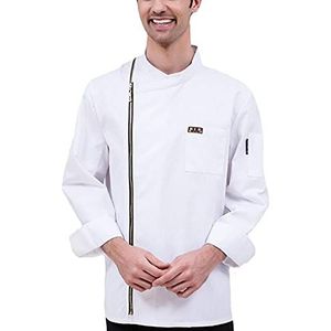 YWUANNMGAZ Chef Jacket Catering Herfst Tuniek Werkkleding Kleding Rits Restaurant Uniforrms Jas Vrouwen Keuken Kok Kleding (Kleur: Wit, Maat: F (4XL))