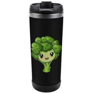 Grappige Cartoon Broccoli Travel Mok Rvs Koffie Cup Isolatie Tumbler Thermische Mok voor Thee Sap