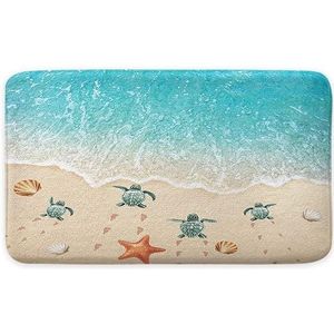 Strandbadmat, zeeschildpad zeester oceaanscène badmatten voor badkamer 76 x 45 cm