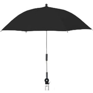 RENXR stoelparasol met klem, universele verstelbare strandstoelparasol, zonnescherm met uv-bescherming, parasol voor wandelwagens, rolstoelen, terrasstoelen, Zwart, L