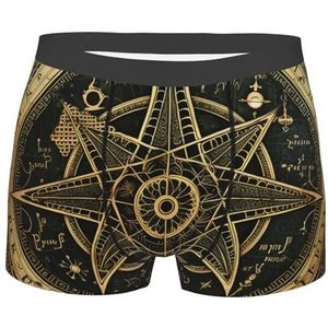 501 Hexe Mysticus Wicca Altar Tarot Gold heren retroshorts met stretch ondergoed fit onderbroek zacht ondergoed, boxershort 1790, S