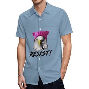 Resist Bald Eagle Hawaiiaanse shirts voor heren, korte mouwen, casual overhemd met knopen, vakantie, strandshirts, 4XL