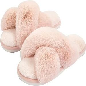 Pluizige pantoffels antislip winter warme pantoffels voor dames, comfortabele warme memory foam pluche pantoffels, warme pantoffels (Color : Pink, Size : 37/24cm)
