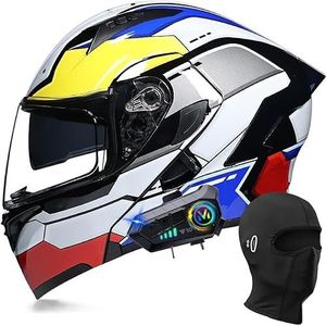 Modulaire Bluetooth-motorhelm, integraalhelm met opklapbaar dubbel vizier, met dubbele luidspreker en microfoon, DOT/ECE-goedgekeurd, voor volwassenen, mannen en vrouwen, maat M~XXL C,XL=61-62cm