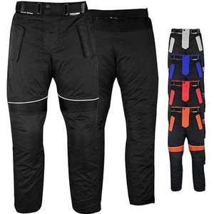 German Wear Motorbroek voor heren, met beschermers, textiel, combibroek, uitneembaar, wasbaar, voering, waterafstotend, zwart, 5XL