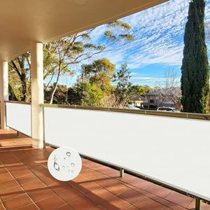 NAKAGSHI Zonnezeil, waterdicht, wit, 1 × 2 m, zonnezeil met rechthoekige ogen, uv-bescherming 95% voor tuin, balkon, terras, camping, outdoor