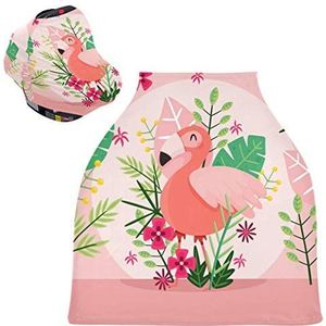 Roze schattige flamingo baby autostoelhoes luifel rekbare verpleeghoezen ademend winddicht winter sjaal voor baby borstvoeding jongens meisjes