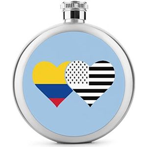 Colombiaanse vlag en zwarte Amerikaanse vlag heupfles 5 oz lekvrije drank fles roestvrij staal wijnfles voor bruiloft partij geschenken