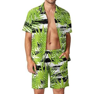 Zomer tropische boom bladeren Hawaiiaanse sets voor mannen button down korte mouw trainingspak strand outfits L