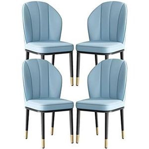 EdNey Grijze eetkamerstoelen, moderne eetkamerstoelen set van 4, koolstofstaal metalen poten voor toonbank lounge woonkamer receptie stoel, stoelen voor eetkamer (kleur: blauw)
