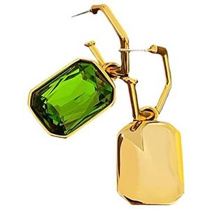 KONFEN Hangende oorbellen voor dames, 18 karaat goud groene kristallen oorstekers, hangende oorbellen, oorringen, anti-allergische oorbellen, oorstekers, hypoallergeen, nikkelvrij, oorschelp, sieraden