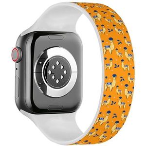 Solo Loop Band Compatibel met All Series Apple Watch 38/40/41mm (Alpaca Cartoon Character Lama) Elastische Siliconen Band Strap Accessoire, Siliconen, Geen edelsteen
