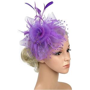 Veer Hoofdband Vrouwen bloem hoofdband kant flapper Great Gatsby meisje hoofdband parel party vrouwelijke bruids hoofddeksel mode haarband Carnaval Veer Hoofdband (Size : Purple)