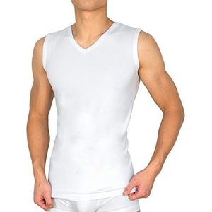 MC's Goods Onderhemd voor heren, verpakking van 3 stuks, zakelijke tanktop met V-hals en mouwloos, stretch door 95/5 katoen/elastaan, wit, zwart en grijs, S-XXL, wit, L