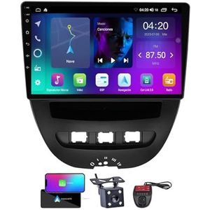 Android 13 Dual Din Car Stereo voor Peugeot 107/Toyota Aygo 2005-2014 met 9 inch Touchscreen Media Player met Carplay Android Auto Bluetooth 4G WiFi GPS FM/RDS SWC + achtercamera(NF-2)
