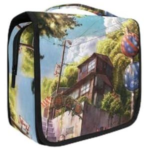 Hangende opvouwbare toilettas zomer dorp make-up reisorganisator tassen tas voor vrouwen meisjes badkamer