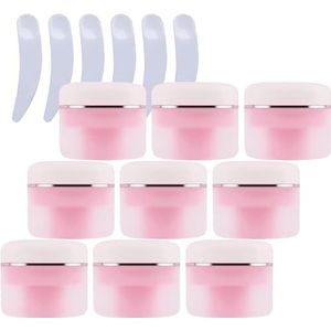 SDGBCXD, Pak van 12, lege roze dubbelwandige plastic cosmetische potten van 150 ml met zilveren lint, container for gezichtscrème ，Cosmetische potten