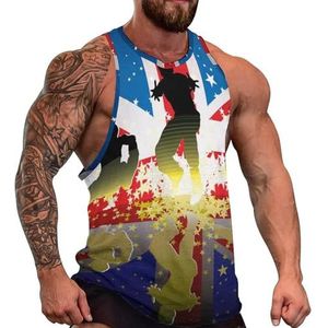 Britse vlag sportfiguren heren tanktop grafische mouwloze bodybuilding T-shirts casual strand T-shirt grappige sportschool spier