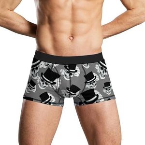 Skull Poker Boxershorts voor heren, zacht ondergoed, stretch tailleband, trunks panty
