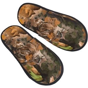 BONDIJ Herfst Camouflage Print Slippers Zachte Pluche Huis Slippers Warme Slip-on Slides Gezellige Indoor Outdoor Slippers voor Vrouwen, Zwart, one size