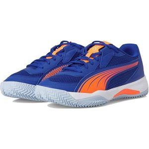 PUMA Nova Court Pickleball Shoe Sneakers voor heren, Vivid Blue-Heat Fire, wit-lichtgevend rood, 40 EU