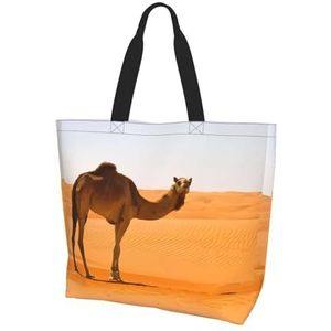 MYGANN Woestijnzand Camel Vrouwen Grote Capaciteit Schouder Waterdichte Boodschappentas Voor Dagelijkse Reizen Gift Bag, Zwart, Eén maat