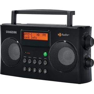 Sangean HDR-16 HD Radio/FM-stereo/AM Draagbare Radio, Zwart