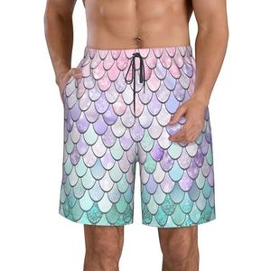 JIAWUJYNB Zeemeermin rood en paars print heren strandshorts zomer shorts met sneldrogende technologie, lichtgewicht en casual, Wit, S