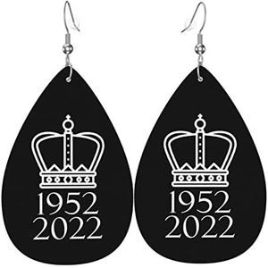 Oorbellen Platina Jubilee Britse Qu-Een 70 Jaar Teardrop Lederen Oorbellen Mode Dangle Earring Klassieke Faux Lederen Oorbellen Voor Gift Accessoire Vrouwen, 3.8cm, Leer, Geen edelsteen