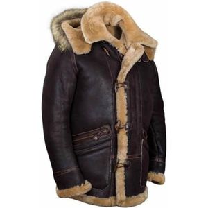 FGRID - Vintage Imitatiesuède - Heren Duffelcoat - Koffie - Lange Bomberjack