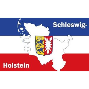 Vlag Sleeswijk-Holstein Landkaart Vlag 50 x 75 cm Premium Kwaliteit Bootvlag Motorvlag Professionele kwaliteit met oogjes