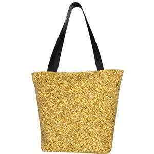 Schoudertas, canvas draagtas grote tas vrouwen casual handtas herbruikbare boodschappentassen, gouden glitter textuur, zoals afgebeeld, Eén maat