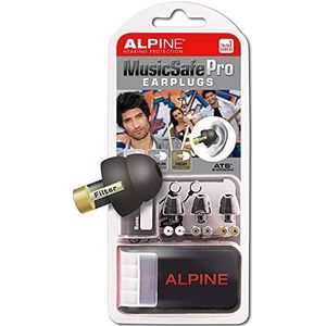 Alpine Musicsafe Pro Oordopjes, Drie Verwisselbare Filtersets, Hypoallergeen Materiaal, Herbruikbaar, Zwart