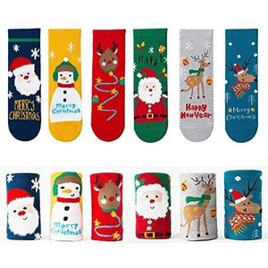 ENSTAB 5 paar kerstsokken voor kinderen, katoen, voor jongens en meisjes, 6 paar, 3-5 jaar