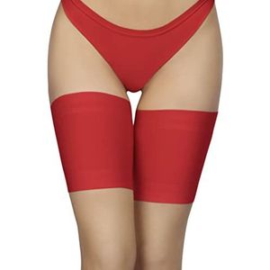 Annes styling Vrouwen elastische dijbanden anti-schuren voorkomen dij wrijven satijn en kant gevoerde beschermer anti-slip siliconen, Rosso, L