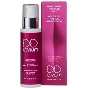 LOVIUM Afrodisiacum Massage Olie - Rode Bessen Aroma - Verhoogt de Aantrekkingskracht - Bevat Amandel en Avocado Olie - Intieme Sensuele Olie - Antioxidant Effect - 100 ml