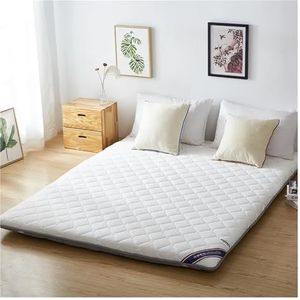 Kingsize Matrastopper, Gebreide Katoenen Verdikte Matras, Studentenslaapzaalmatras, Enkele En Dubbele Matras, Slaapkamer Tatami Vloermat, Vloer Futonmatras, Draagbare Campingmatras (Color : White, S