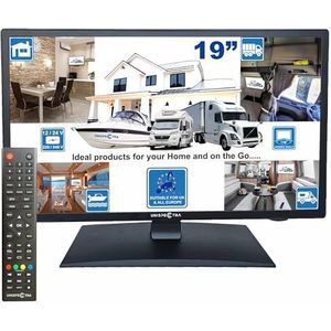 Unispectra ® 19” ELED HD TV 12v / 230v DRIEVOUDIGE Tuner, 2x HDMI en USB. Slimline tv van 12V voor campers, caravan-tv's, campings, vrachtwagens, bestelwagens, boten, keukens, slaapkamers
