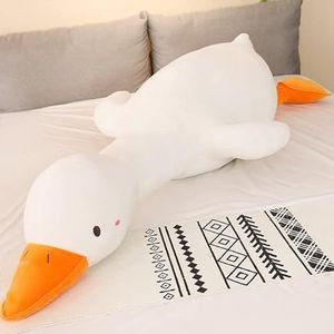 Grote Kawaii Eend Pluche Speelgoed Cute Goose Slapen Kussen Gevulde Pop Zacht Grappig Zoet Cadeau voor Vrienden Kids Gifts-90cm, open ogen wit
