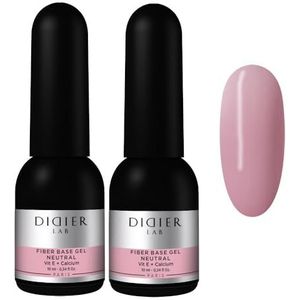 DIDIER LAB – Fiberglas UV Gel Base Coat Neutral – Verstevigende Basislak met Vitaminen – Soak Off Gel voor LED/UV Lamp – 2x10 ml