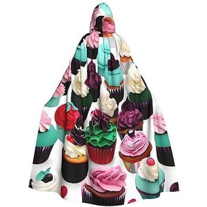 WURTON Heerlijke Cupcakes Mystieke Hooded Mantel voor Mannen & Vrouwen, Ideaal voor Halloween, Cosplay En Carnaval, 185 cm