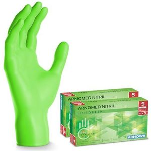 ARNOMED wegwerphandschoenen groen, wegwerphandschoenen S, nitril handschoenen met 200 stuks per doos, poedervrij, latexvrije rubber handschoenen, verkrijgbaar in S, M, L & XL