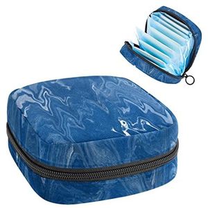Maandverband Opbergtas, Menstruatie Cup Pouch Tampon Bag, Periode Pads Houder Organizer voor Vrouwen Meisjes, Water Golven Connect One Color