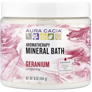 Aura Cacia Aromatherapy Mineral Bath, Comforting Geranium, 16 ounce Jar by Aura Cacia
