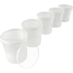 Emmer met deksel 5 liter kunststof geschikt voor levensmiddelen 3-kleurig gesorteerd 3 stuks