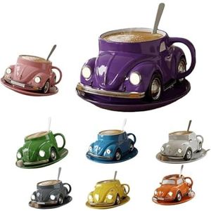 TUVovosd BEHJSLQBE Koffiemok in kevervorm, voor auto, theekop, decoratie voor thuis en kantoor, paars