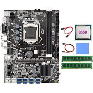 AMIUHOUN B75 BTC Moederbord 8XUSB+G550 CPU+2XDDR3 8G 1600 Mhz RAM+ Kabel+Schakelkabel+Thermische Pad B75 USB Moederbord