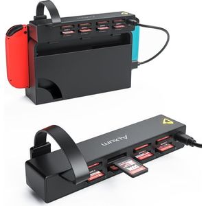 Alxum Switch Game Card Reader, 8 in 1 Multi Game Card Holder compatibel voor Nintendo met 4 Gaming Card Switcher en 4 voor opslag