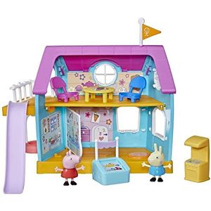 Hasbro Peppa Pig Peppas kinderclubhuis, kleuterschoolspeelgoed met geluidseffecten, bevat 2 figuren en 7 accessoires, vanaf 3 jaar